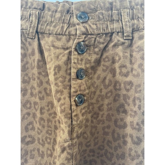 GAP Women’s Button Fly Leopard Print High Rise Linen Blend Shorts Size 0 NWT​​ - Picture 2 of 12